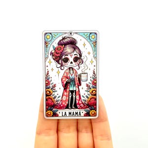 Adesivos de cartas de tarô La Mamá Adesivo engraçado de mãe mexicana Adesivos engraçados de esqueleto sarcástico Adesivos de vinil Adesivos de caveira da moda