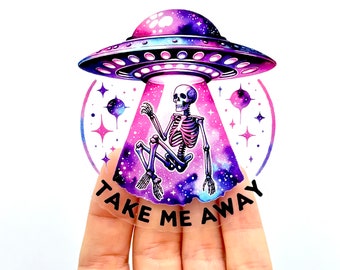 Adesivo in vinile "Take Me Away Alien": divertente decalcomania UFO spaziale