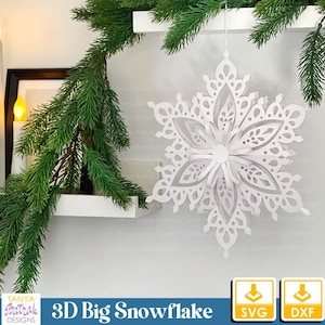 3D Paper Snowflake SVG, szablon papierowego płatka śniegu, DIY szablon papierowego płatka śniegu
