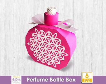 Confezione regalo con flacone di profumo, carta artigianale SVG (download digitale)