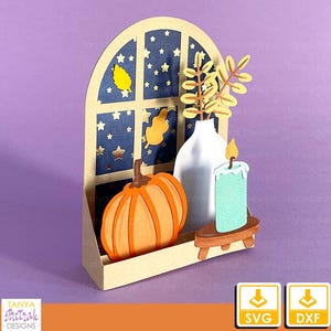 Cartão de janela de outono, abóbora SVG, cartão de outono SVG, artesanato de outono, cartão de caixa de outono, artesanato de outono, cartão de Ação de Graças, Ação de Graças SVG, abóbora SVG