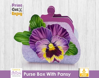 Portemonnee met viooltjesluiting, afdrukbare sjabloon (pdf)