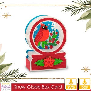 Weihnachten Schneekugel Schatten Box SVG, Kardinal Vogel svg, Weihnachtskarte svg, DIY Weihnachten, Weihnachtspapierhandwerk, Schneekugel Karte