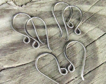 Pure Titanium Silver Classic Hook Earwires (3pr) Hypo Allergenic, Hand Forged Hammered, Made to Order Ear Wires