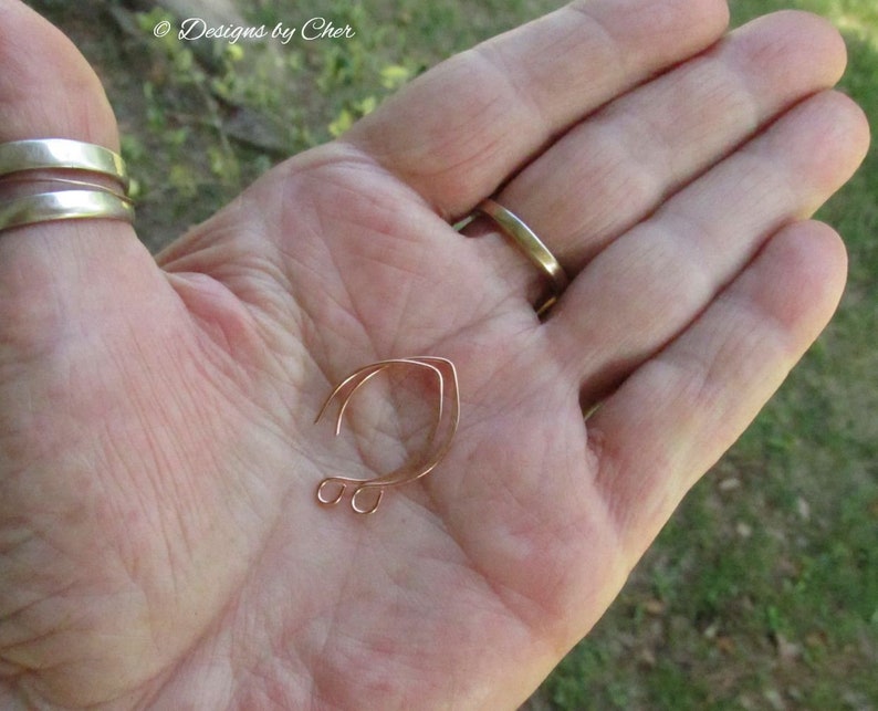 Copper Almond Earwires 2pr Set Antiqued or Bright Hand Forged Hammered 20 18ga Made To Order Ear Hooks image 3