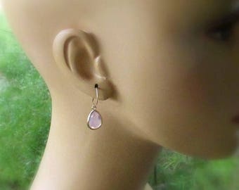 Violet Opal Gold Filled Earrings, Faceted Glass Opal Teardrops, 14kt Gold Filled Handmade Earwires, Violet Drop Earrings for Her