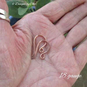 Hand Forged Copper Classic Hook Earwires 18-20 gauge Hammered Rustic or Bright Jewelry Findings 3pr MTO image 8