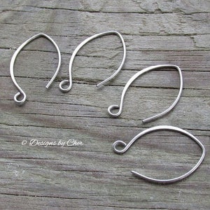 Pure Titanium Silver Almond Earwires 2pr Hypo Allergenic, Hand Forged Hammered, Earring Components Made to Order image 2