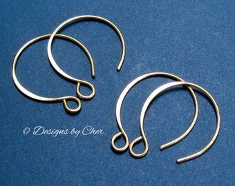 Hand Forged 14kt Gold Filled Hoopy Earwires 2pr Hammered (20ga) Balloon Hooks Artisan Made to Order