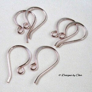 Handmade Rose Gold Classic Earwires, 20ga Artistic Wire 3pr Jewelry Components, Handmade Earring Findings image 2