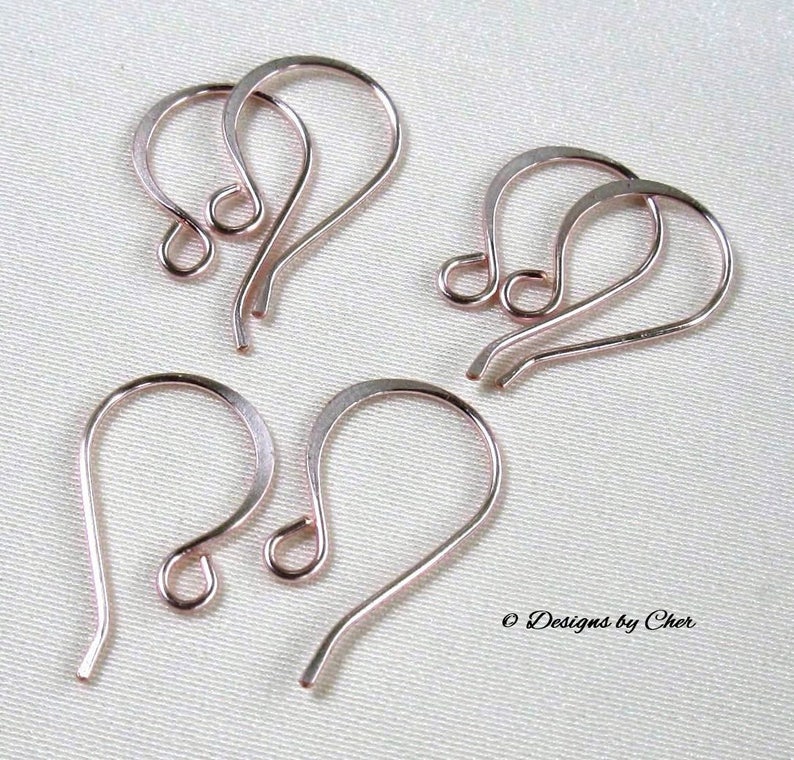 Handmade Rose Gold Classic Earwires, 20ga Artistic Wire 3pr Jewelry Components, Handmade Earring Findings image 2