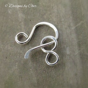 Sterling Silver Hook & Eye Clasp 16ga Hand Forged Metalwork Component, Bright or Oxidized Made to Order image 7