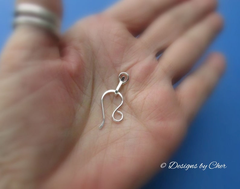 Sterling Silver Hook & Eye or Loop Clasp 18ga Bright or Oxidized 2pc set Hand Forged Jewelry Component MTO image 6