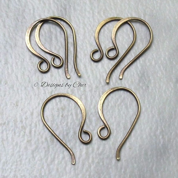 Antiqued Brass Classic Hook Earwires (18 or 20 gauge) Hand Forged Hammered (3pr) Rustic Made to Order Jewelry Ear Wires