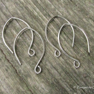 Pure Titanium Silver Almond Earwires 2pr Hypo Allergenic, Hand Forged Hammered, Earring Components Made to Order image 5