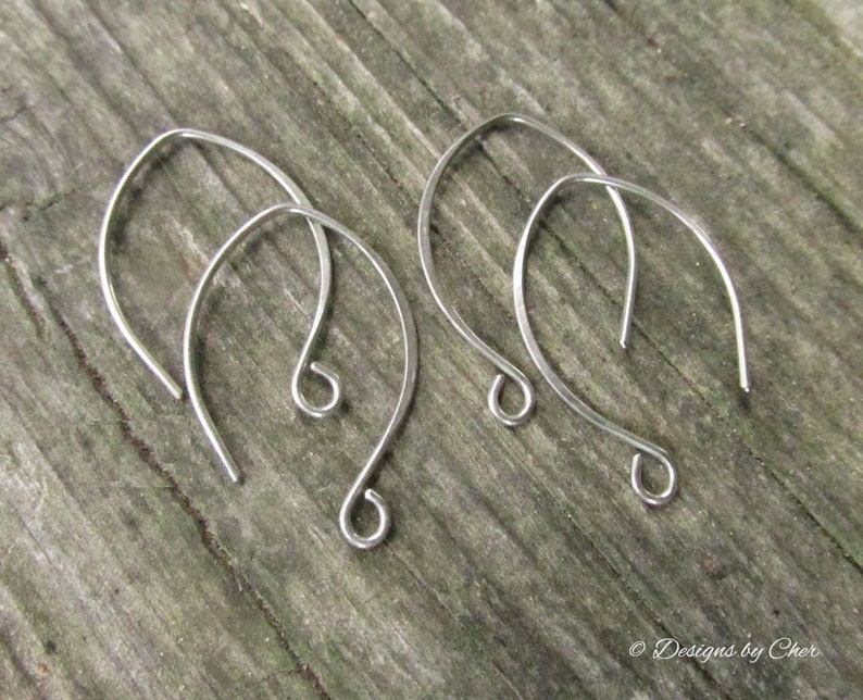 Pure Titanium Silver Almond Earwires 2pr Hypo Allergenic, Hand Forged Hammered, Earring Components Made to Order image 5