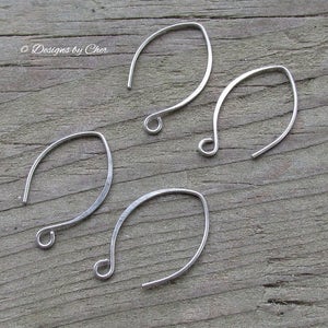 Pure Titanium Silver Almond Earwires 2pr Hypo Allergenic, Hand Forged Hammered, Earring Components Made to Order image 7