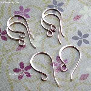 Handmade Rose Gold Classic Earwires, 20ga Artistic Wire 3pr Jewelry Components, Handmade Earring Findings image 1