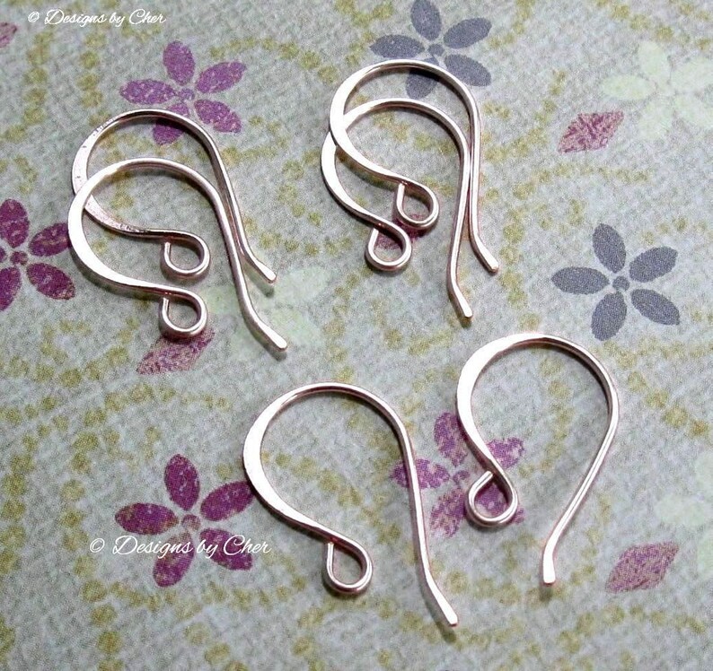 Handmade Rose Gold Classic Earwires, 20ga Artistic Wire 3pr Jewelry Components, Handmade Earring Findings image 1