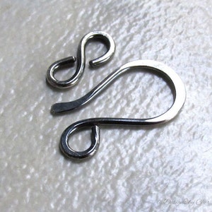 Sterling Silver Hook & Eye Clasp 16ga Hand Forged Metalwork Component, Bright or Oxidized Made to Order image 5