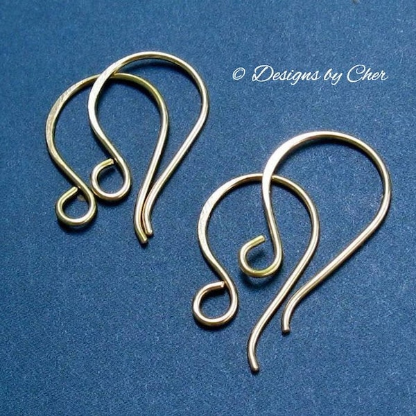 Hand Forged Gold Filled Earwires, Classic French Hooks (2pr) Artisan Made to Order Jewelry Findings