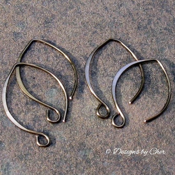 Vintage Bronze Almond Earwires, 20 gauge Artistic Wire (2pr) Handmade to Order
