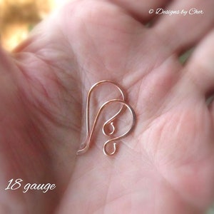 Hand Forged Copper Classic Hook Earwires 18-20 gauge Hammered Rustic or Bright Jewelry Findings 3pr MTO image 9