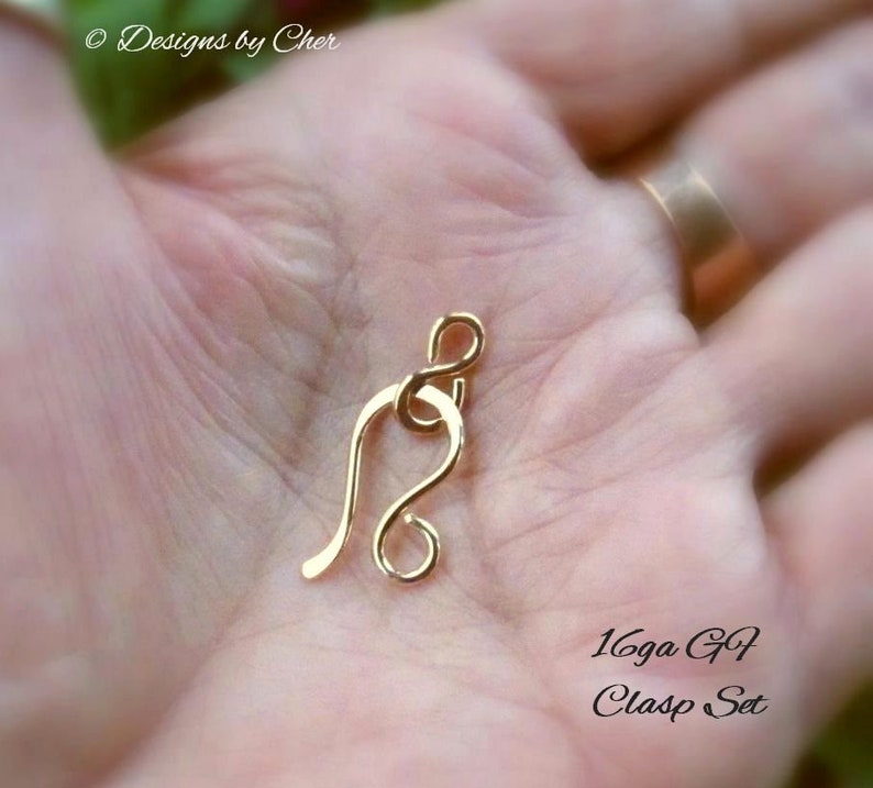 Gold Filled Hand Forged Clasps Yellow 20-16ga Rose 18ga Petite Hook & Eye Sets for Jewelry Making image 3