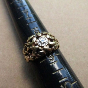 10K Gold Nugget Ring Diamond Set in White Gold, Vintage Size 8.5 JUST REDUCED Unisex Gently Worn image 7