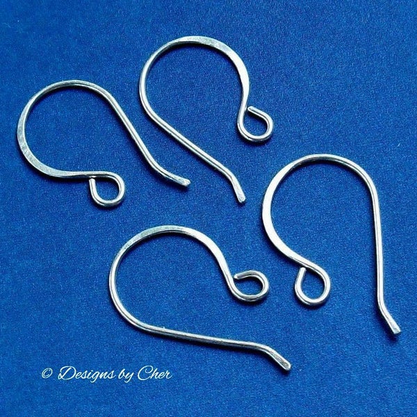 Sterling Silver Classic Hook Earwires (2pr) Bright or Oxidized (20 gauge) Hand Forged MTO Ships in 3 to 5 Days