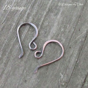 Hand Forged Copper Classic Hook Earwires 18-20 gauge Hammered Rustic or Bright Jewelry Findings 3pr MTO image 4