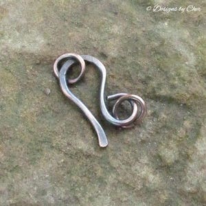 Antiqued Copper Hand Forged Hook Clasp with Rings, Medium Size for Necklace, Bracelet Jewelry Making MTO Component image 4
