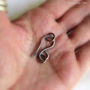 Antiqued Copper Hand Forged Hook Clasp with Rings, Medium Size for Necklace, Bracelet Jewelry Making MTO Component image 3