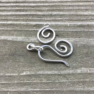 Sterling Silver Clasp 16ga Hand Forged Swirl Hook & Connector 2pc Hammered Metalwork Bright or Oxidized MTO image 7