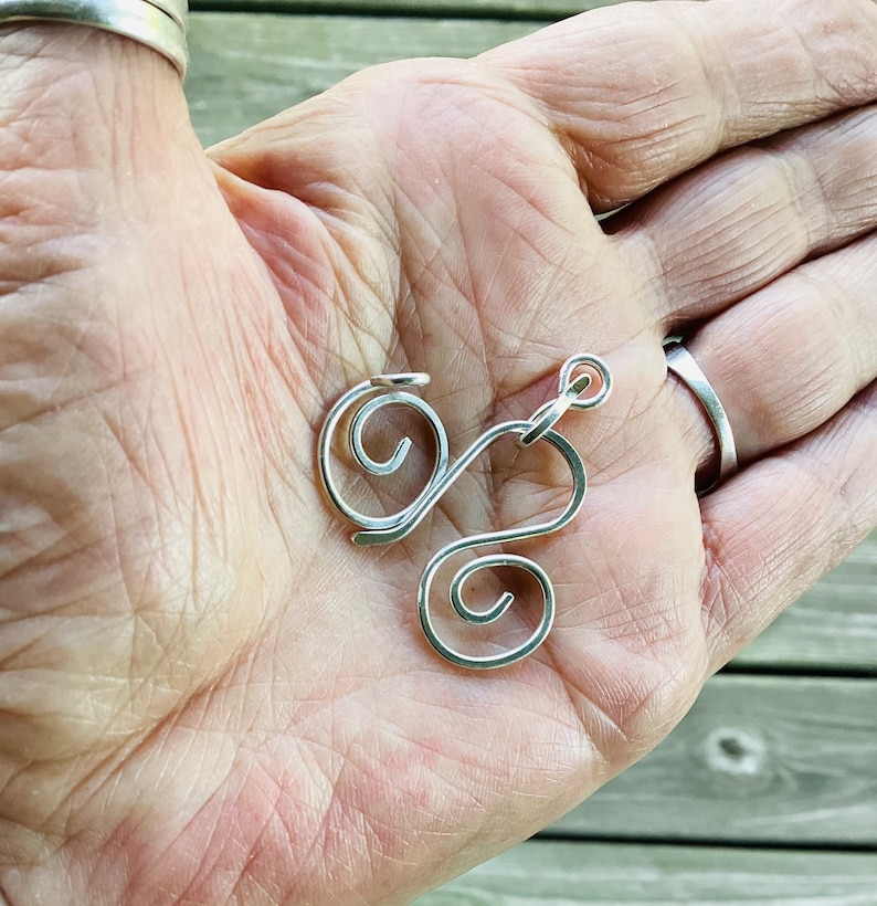 Sterling Silver Clasp 16ga Hand Forged Swirl Hook & Connector 2pc Hammered Metalwork Bright or Oxidized MTO afbeelding 8