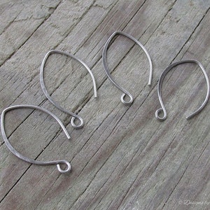 Pure Titanium Silver Almond Earwires 2pr Hypo Allergenic, Hand Forged Hammered, Earring Components Made to Order image 9