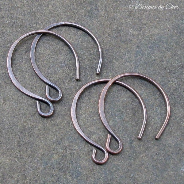 Antiqued Copper (18ga) Hammered Hoopy Hippie Hooks (2pr) Hand Forged Balloon Earwires - Made to Order