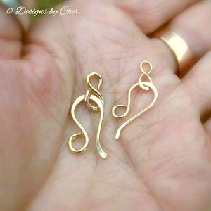 Gold Filled Hand Forged Clasps Yellow 20-16ga Rose 18ga Petite Hook & Eye Sets for Jewelry Making image 1