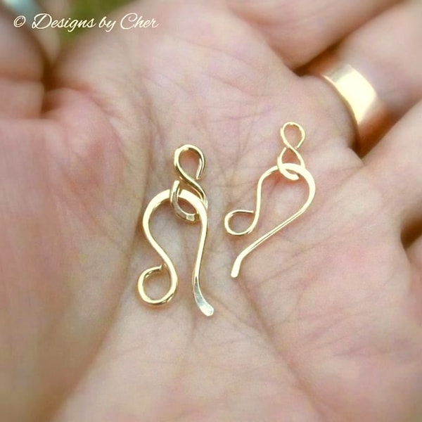 Gold Filled Hand Forged Clasps - Yellow (20-16ga) - Rose (18ga) Petite Hook & Eye Sets for Jewelry Making