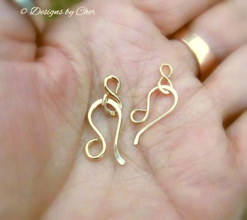 Gold Filled Hand Forged Clasps Yellow 20-16ga Rose 18ga Petite Hook & Eye Sets for Jewelry Making image 1