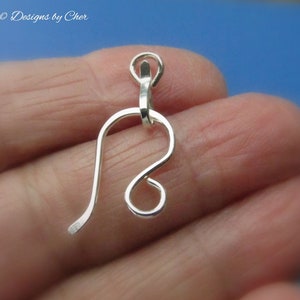 Sterling Silver Hook & Eye or Loop Clasp 18ga Bright or Oxidized 2pc set Hand Forged Jewelry Component MTO image 5