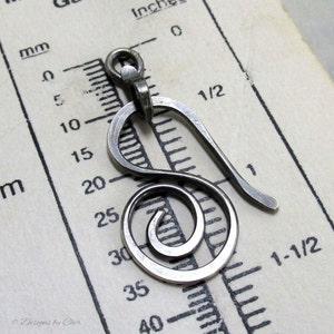 Sterling Silver Clasp 16ga Hand Forged Swirl Hook & Connector 2pc Hammered Metalwork Bright or Oxidized MTO afbeelding 2