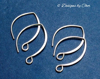 Sterling Silver Almond Earwires (20gauge) Bright or Oxidized (2pr) Hand Forged MTO Ships in 3 to 5 Days