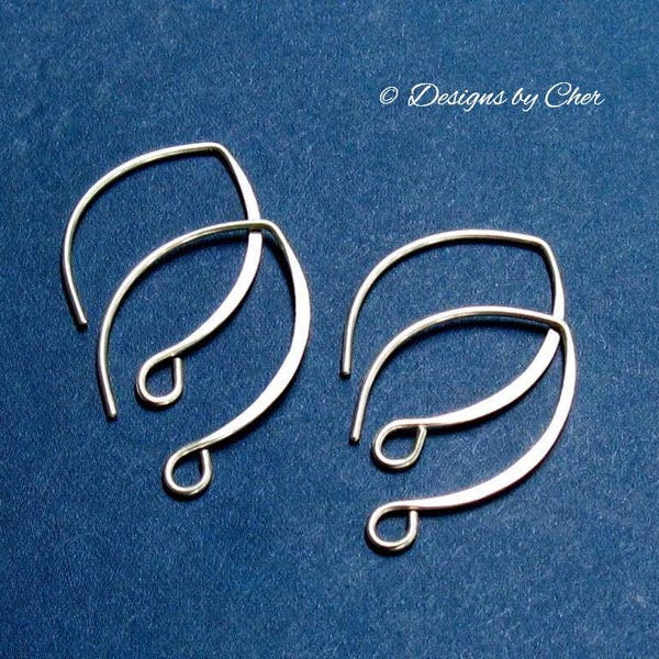 Sterling Silver Almond Earwires (20gauge) Bright or Oxidized (2pr) Hand Forged MTO Ships in 3 to 5 Days