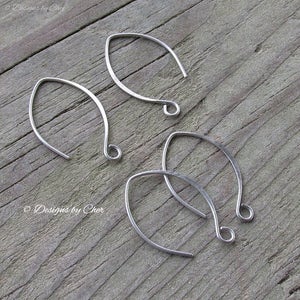 Pure Titanium Silver Almond Earwires 2pr Hypo Allergenic, Hand Forged Hammered, Earring Components Made to Order image 6