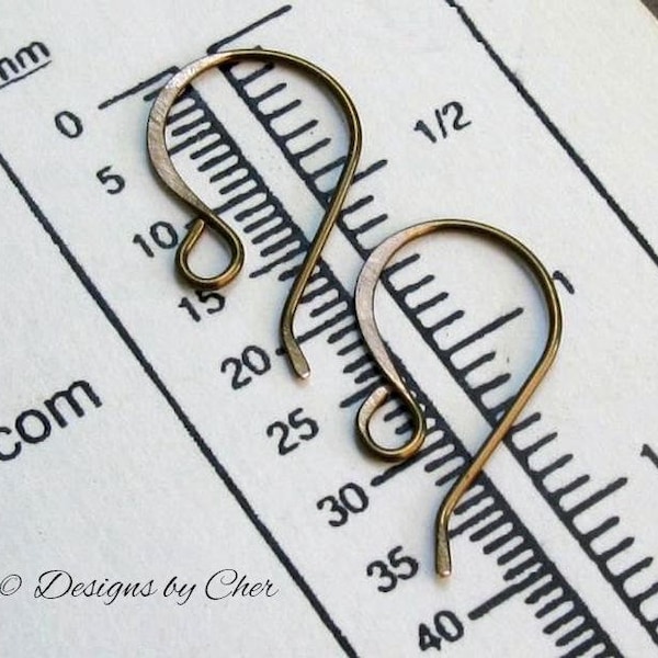 Vintage Bronze Classic Earwires (3pr) Hand Forged, Hammered Artisan Handmade to Order Jewelry Findings