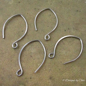 Pure Titanium Silver Almond Earwires 2pr Hypo Allergenic, Hand Forged Hammered, Earring Components Made to Order image 8