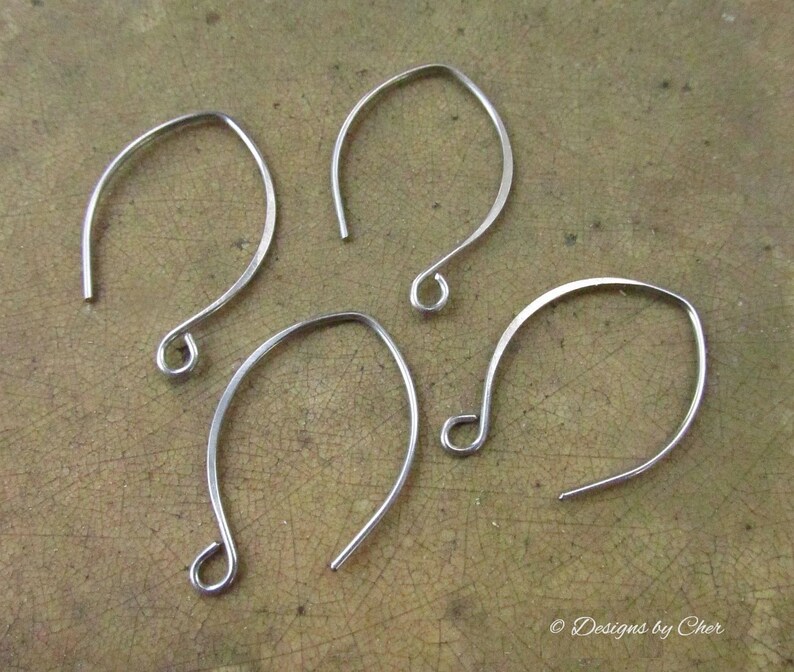 Pure Titanium Silver Almond Earwires 2pr Hypo Allergenic, Hand Forged Hammered, Earring Components Made to Order image 8