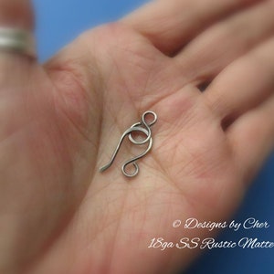 Sterling Silver Hook & Eye or Loop Clasp 18ga Bright or Oxidized 2pc set Hand Forged Jewelry Component MTO image 10