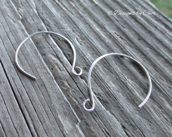 Pure Titanium Hoopy Hook Earwires (2pr) Hypo Allergenic, Hand Forged Hammered Balloon Earring Components MTO